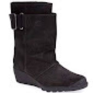 Sorel Toronto Women's Black Suede Mid Calf Wedge Waterproof Buckle Boots Size7.5